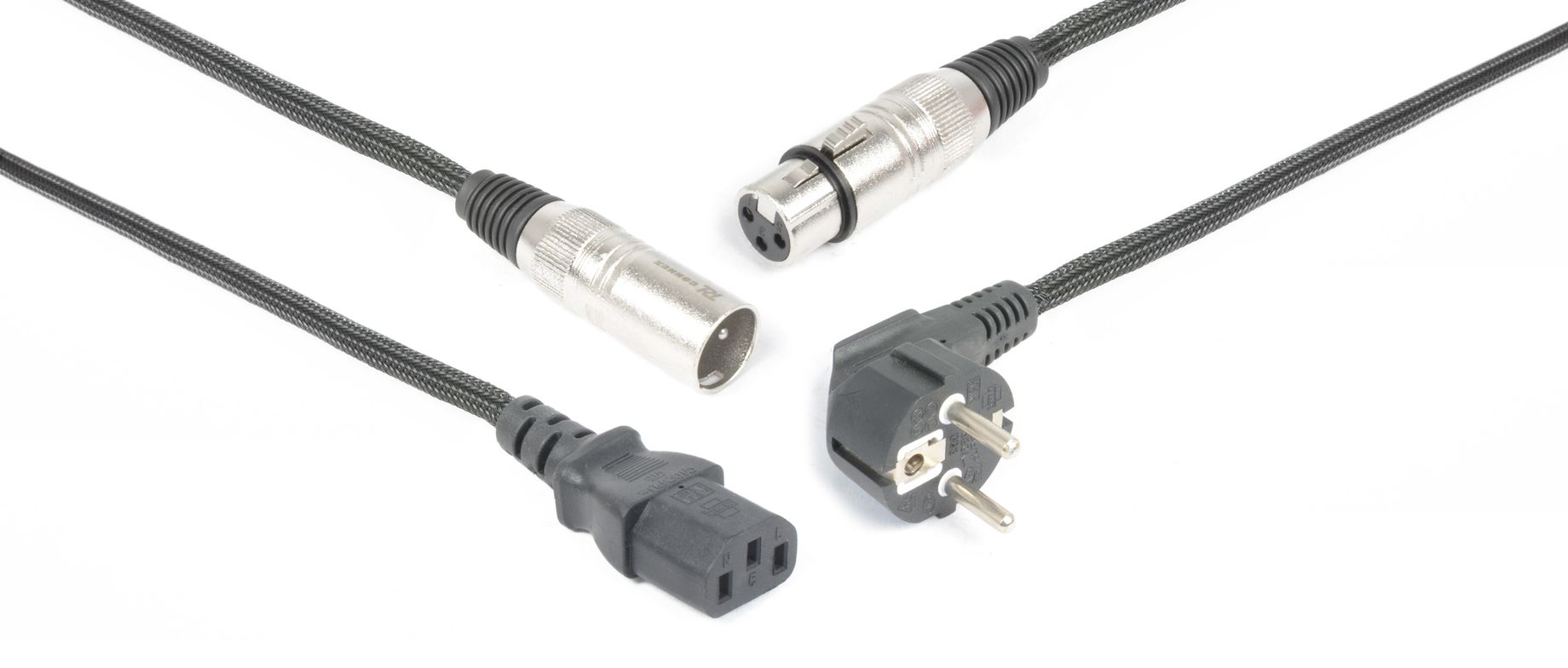CX02 Audio Combi Cable Schuko - XLR F / IEC F - XLR M  Black