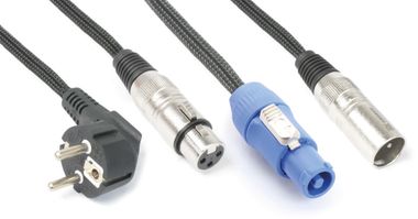 CX03 Audio Combi Cable Schuko - XLR F / Powerconnector A - XLR M Black