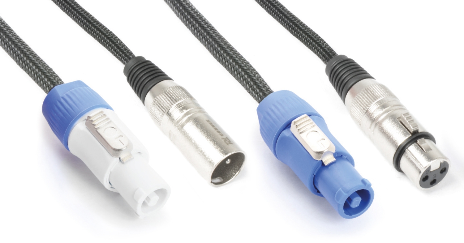 CX06 Light Combi Cable Powerconnector B - XLR M / Powerconnector A - XLR F  Black