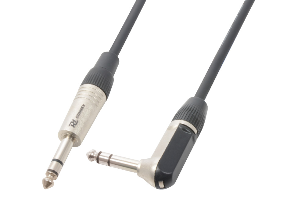 CX78 6.3 Stereo Jack - 6.3 Stereo Right-Angle Jack Black