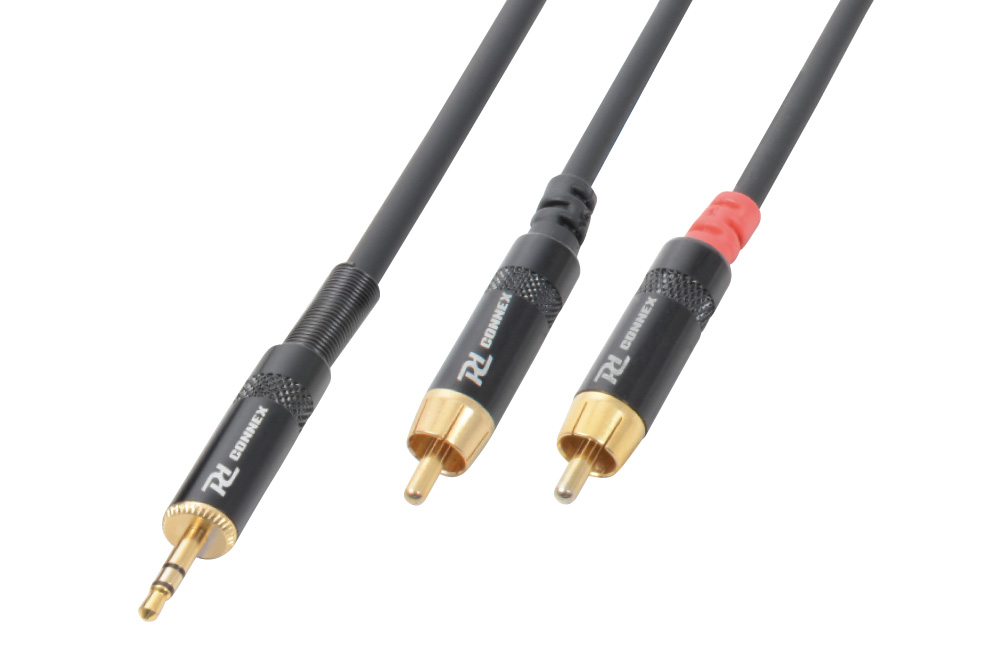 CX85 Cable 3.5 Stereo- 2xRCA Male  Black