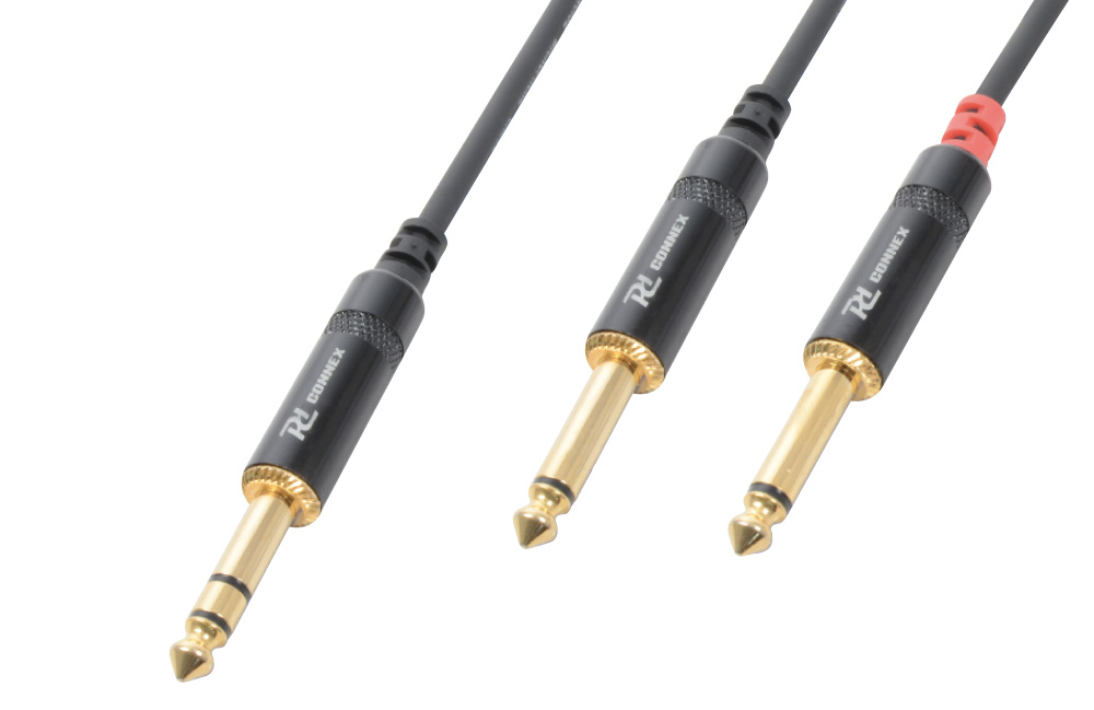 CX76 Cable 6.3 Stereo- 2x6.3 Mono Black