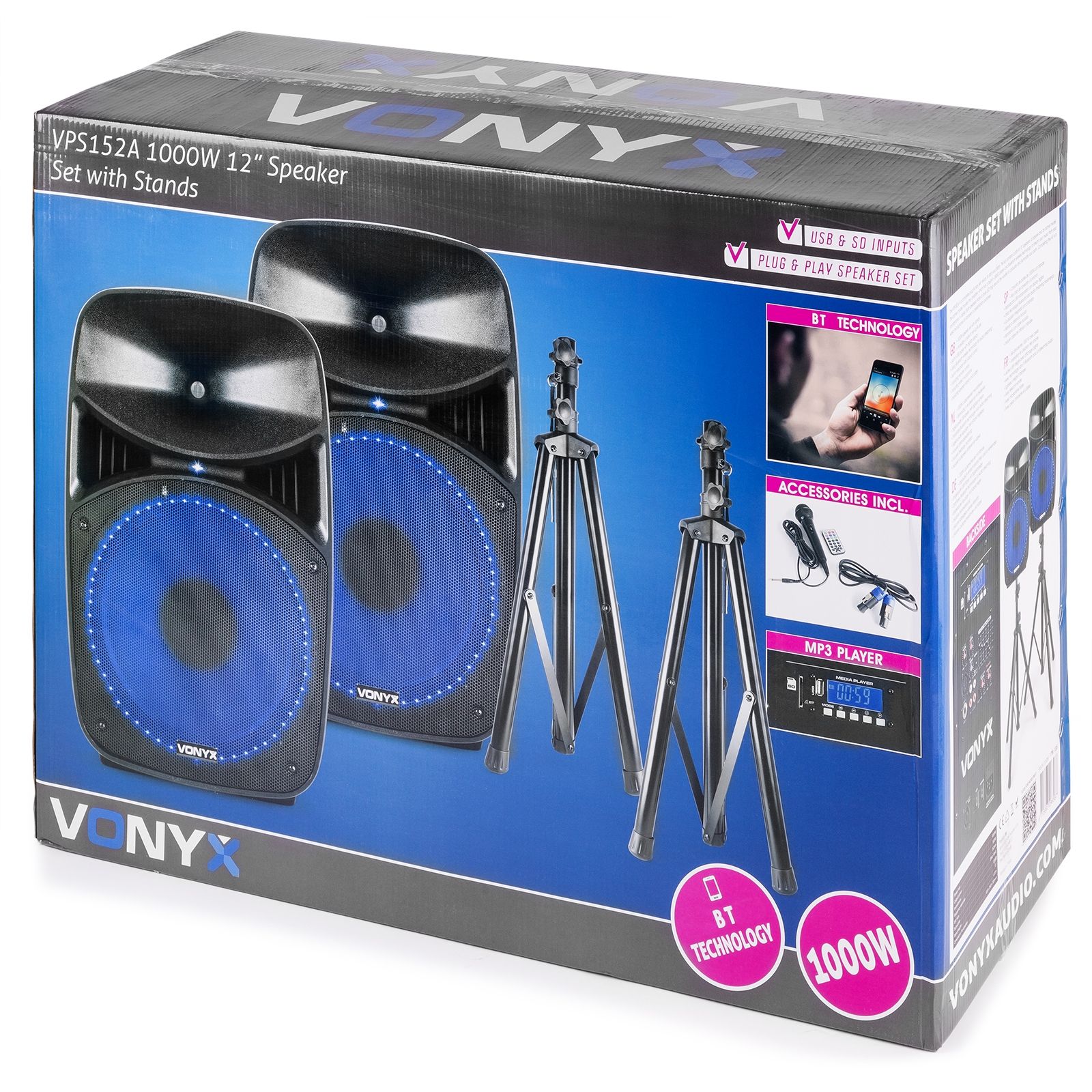 VPS122A Plug & Play 800W Speaker Set with Stands