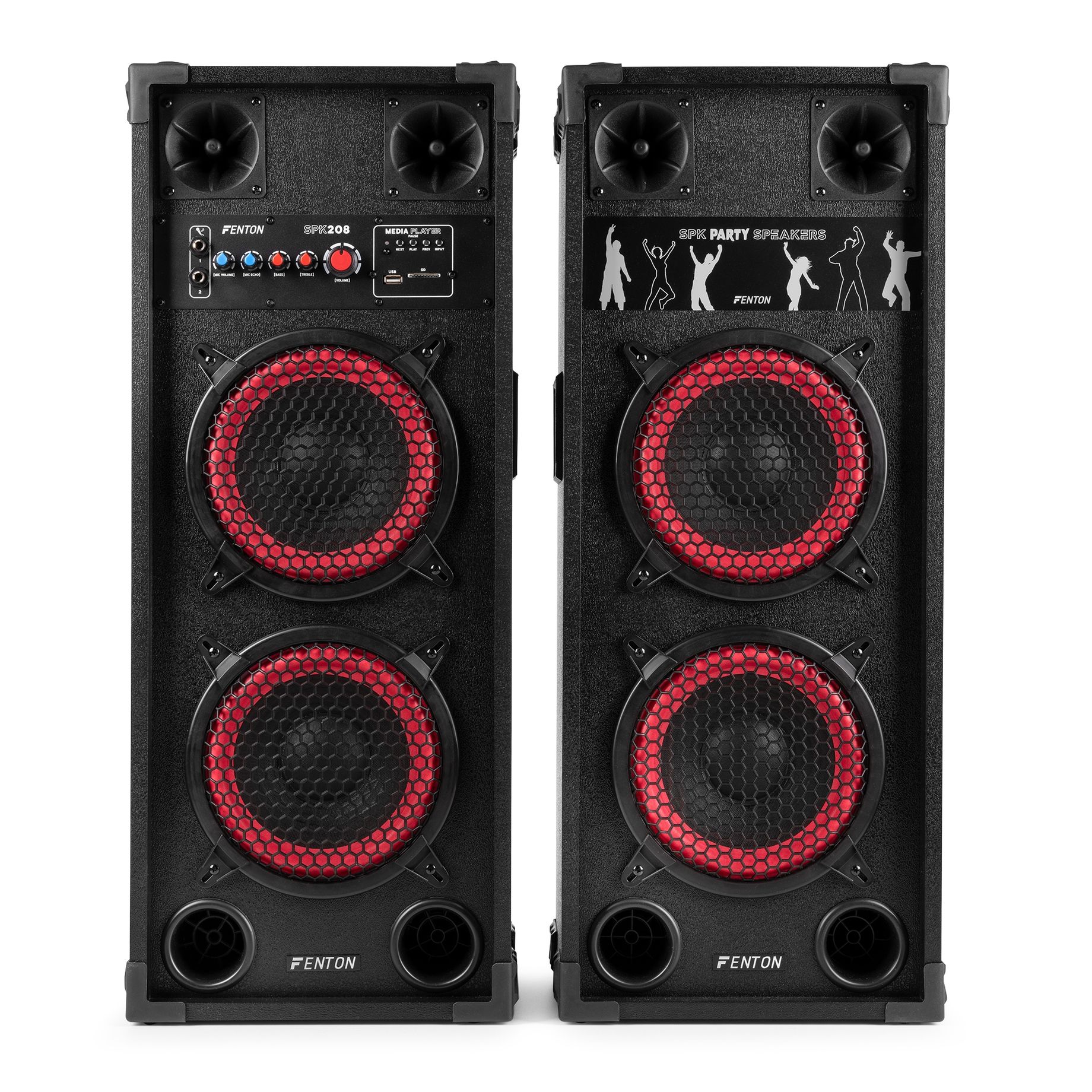 SPK-208 PA Active Speaker Set 2 x  8” BT