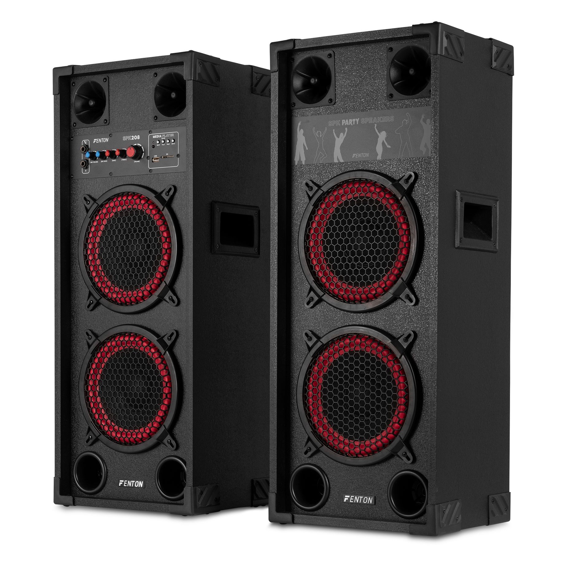 SPK-208 PA Active Speaker Set 2 x  8” BT
