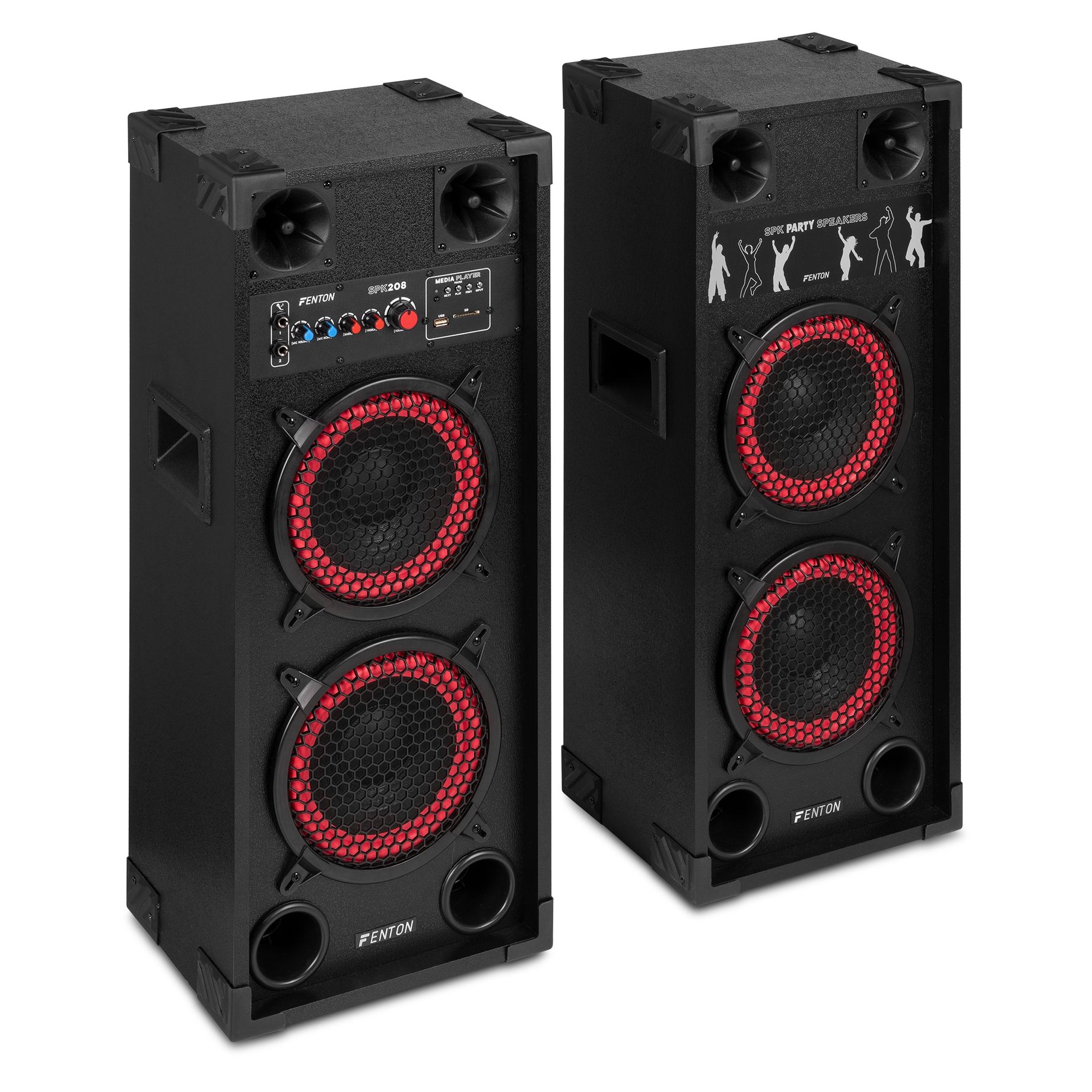 SPK-208 PA Active Speaker Set 2 x  8” BT