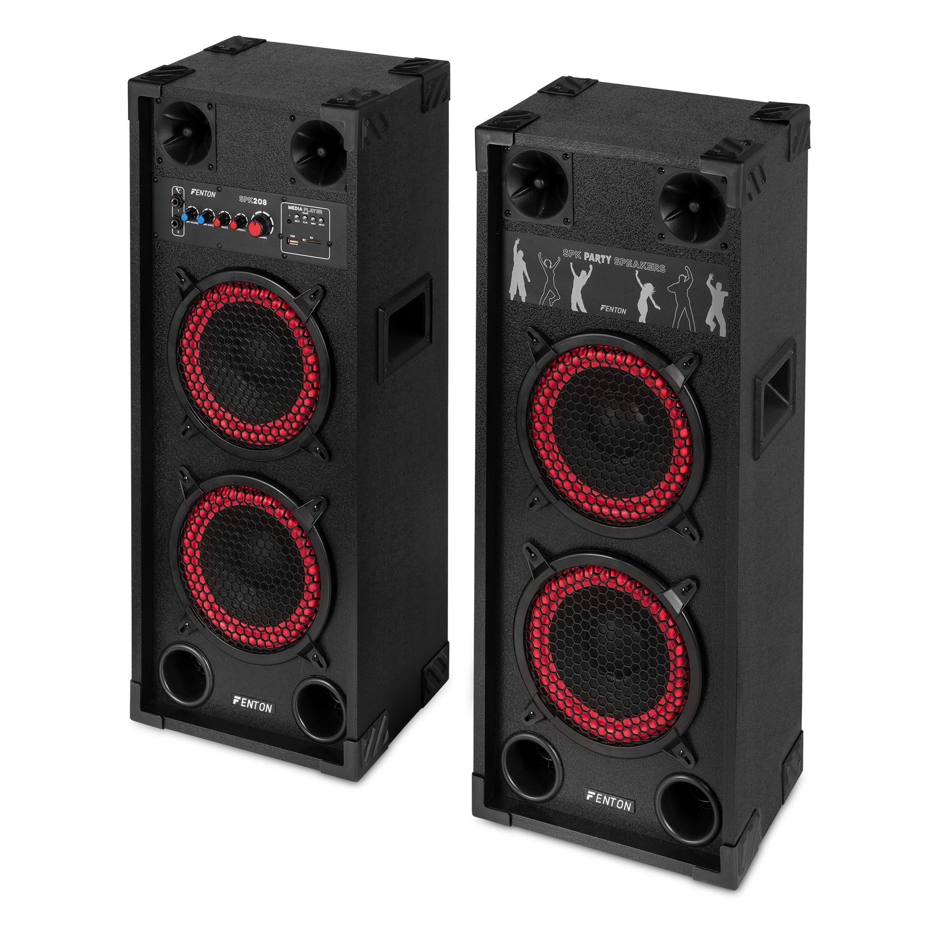 SPK-208 PA Active Speaker Set 2 x  8” BT