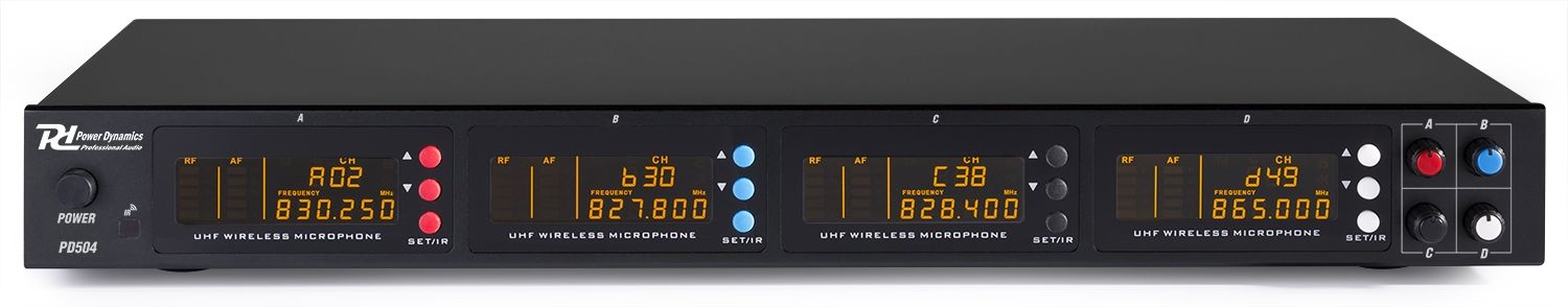 PD504B 4x 50-Channel UHF Wireless Microphone Set with 4 bodypack microphones