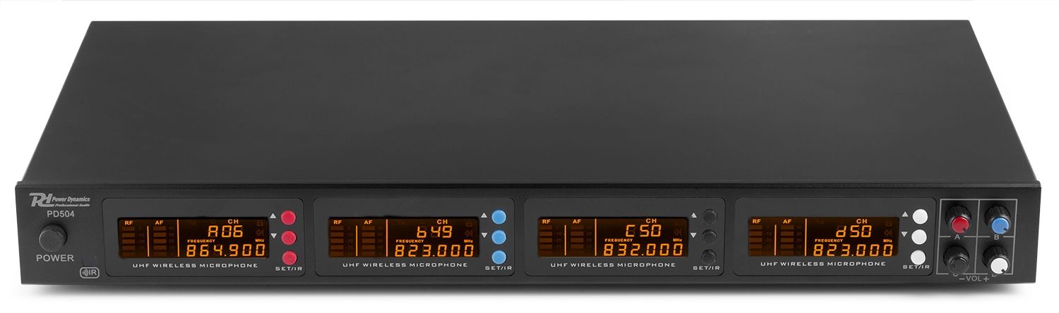 PD504B 4x 50-Channel UHF Wireless Microphone Set with 4 bodypack microphones