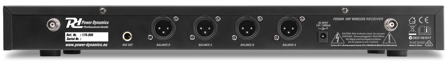PD504B 4x 50-Channel UHF Wireless Microphone Set with 4 bodypack microphones