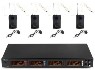 PD504B 4x 50-Channel UHF Wireless Microphone Set with 4 bodypack microphones