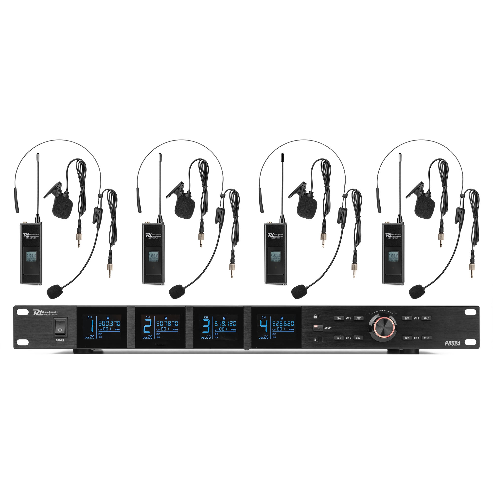 PD524B UHF Wireless Microphone Set with 4 bodypack microphones