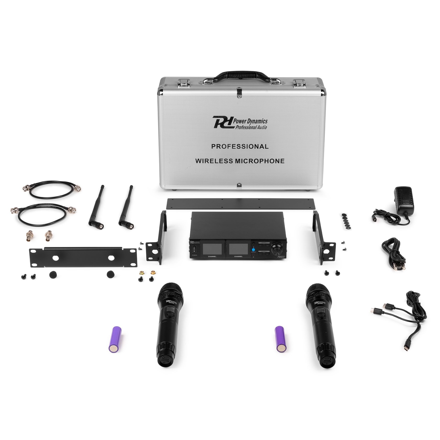 PD522 UHF Wireless Microphone Set with 2 handheld microphones