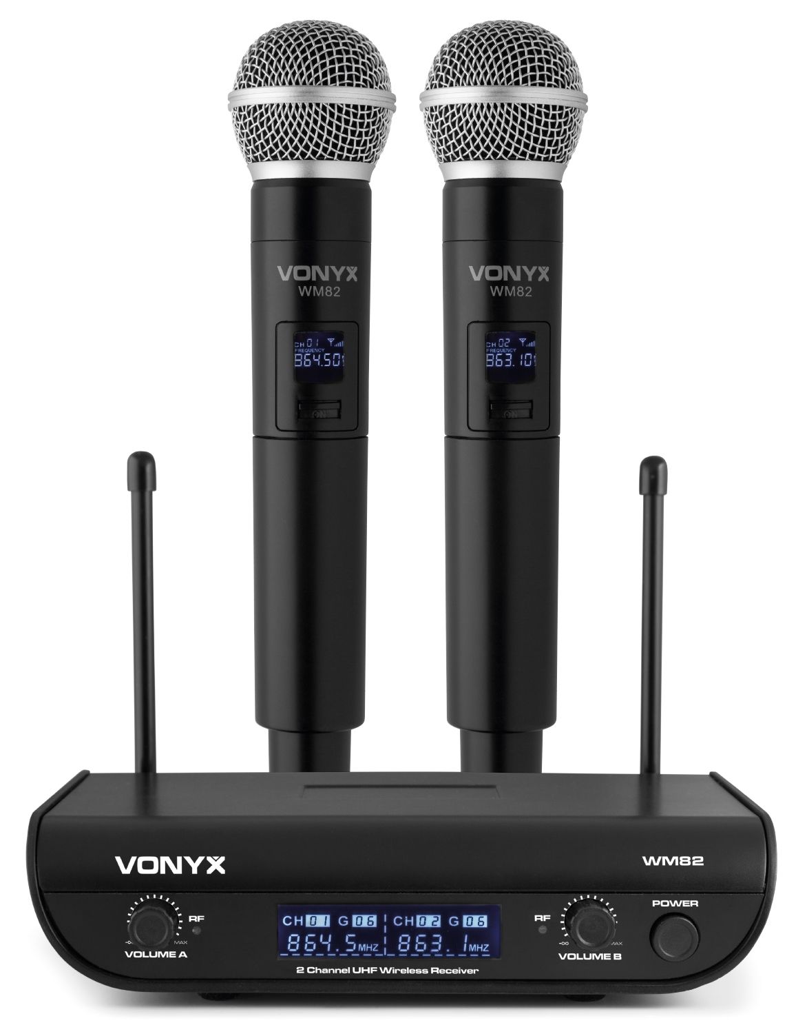 WM82 Digital UHF 2-Channel Wireless Microphone Set with 2 Handhelds