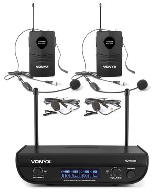 WM82B Digital UHF 2-Channel Wireless Microphone Set with 2 Bodypacks