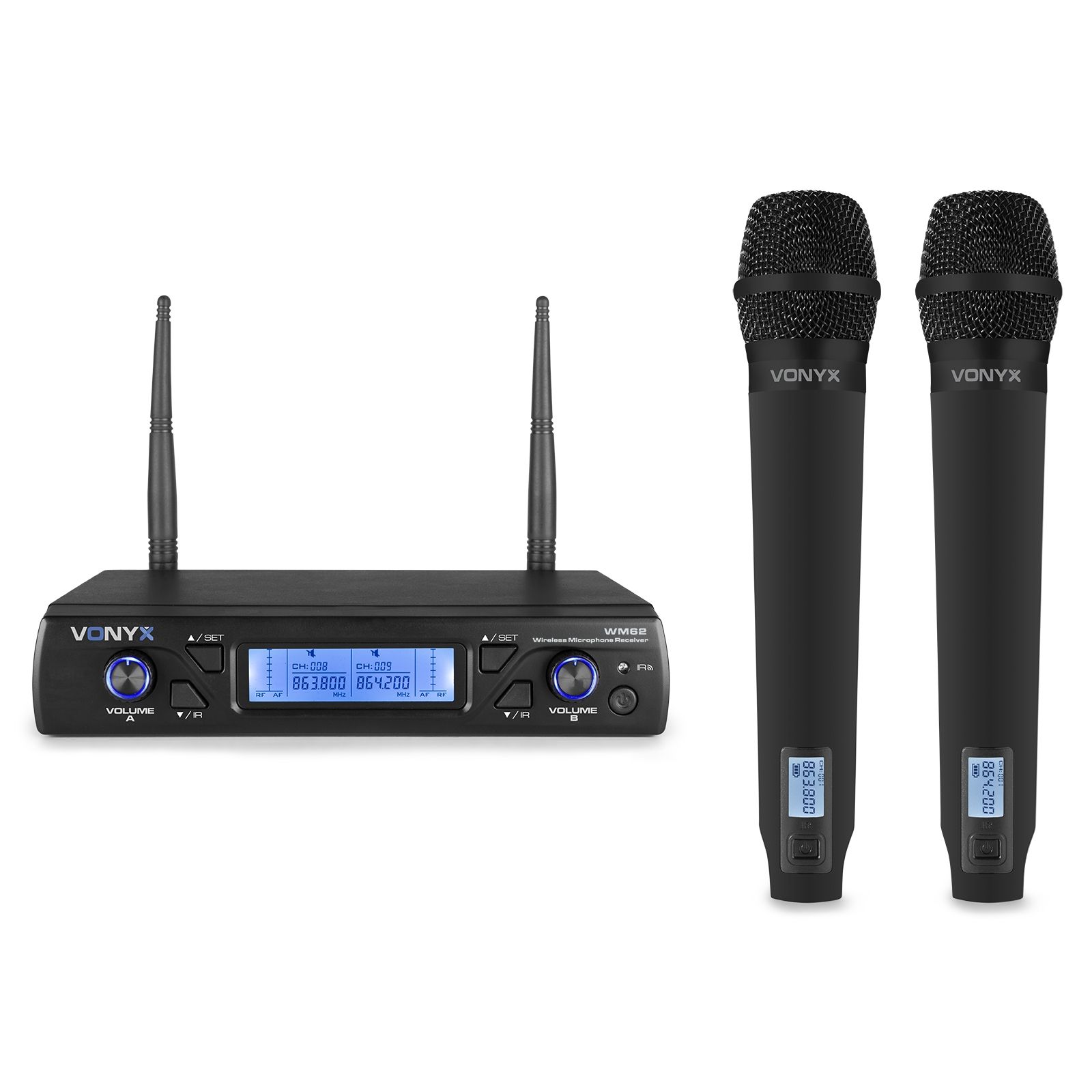 WM62 Wireless Microphone UHF 16Ch with 2 Handheld Microphones