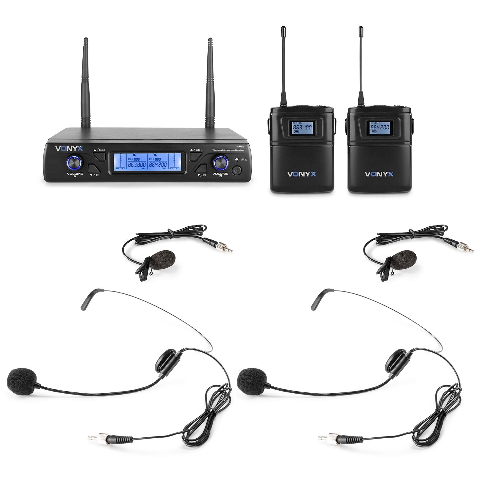 WM62B Wireless Microphone UHF 16Ch with 2 Bodypacks