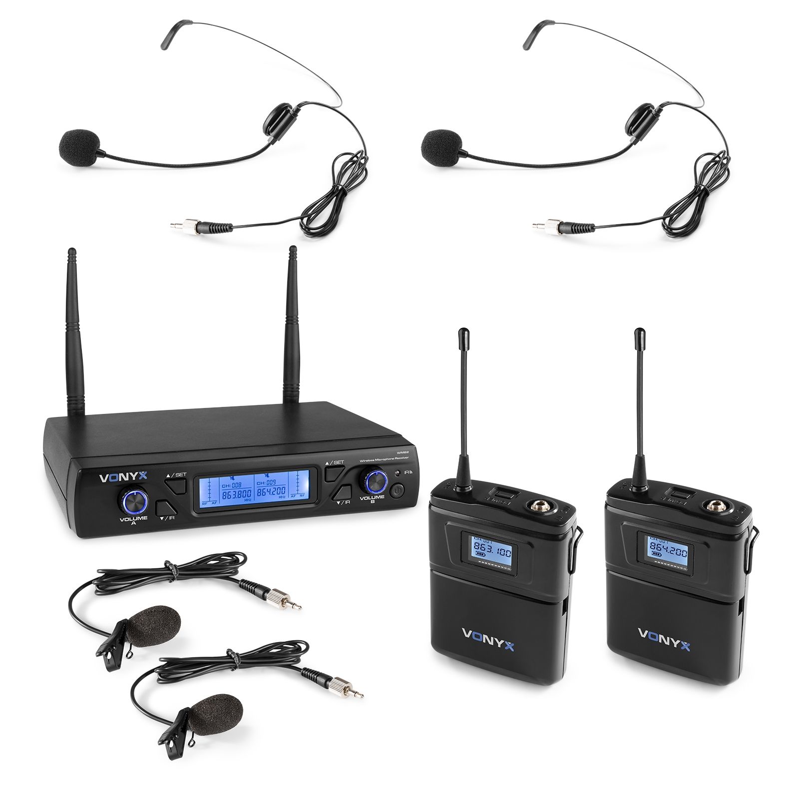 WM62B Wireless Microphone UHF 16Ch with 2 Bodypacks