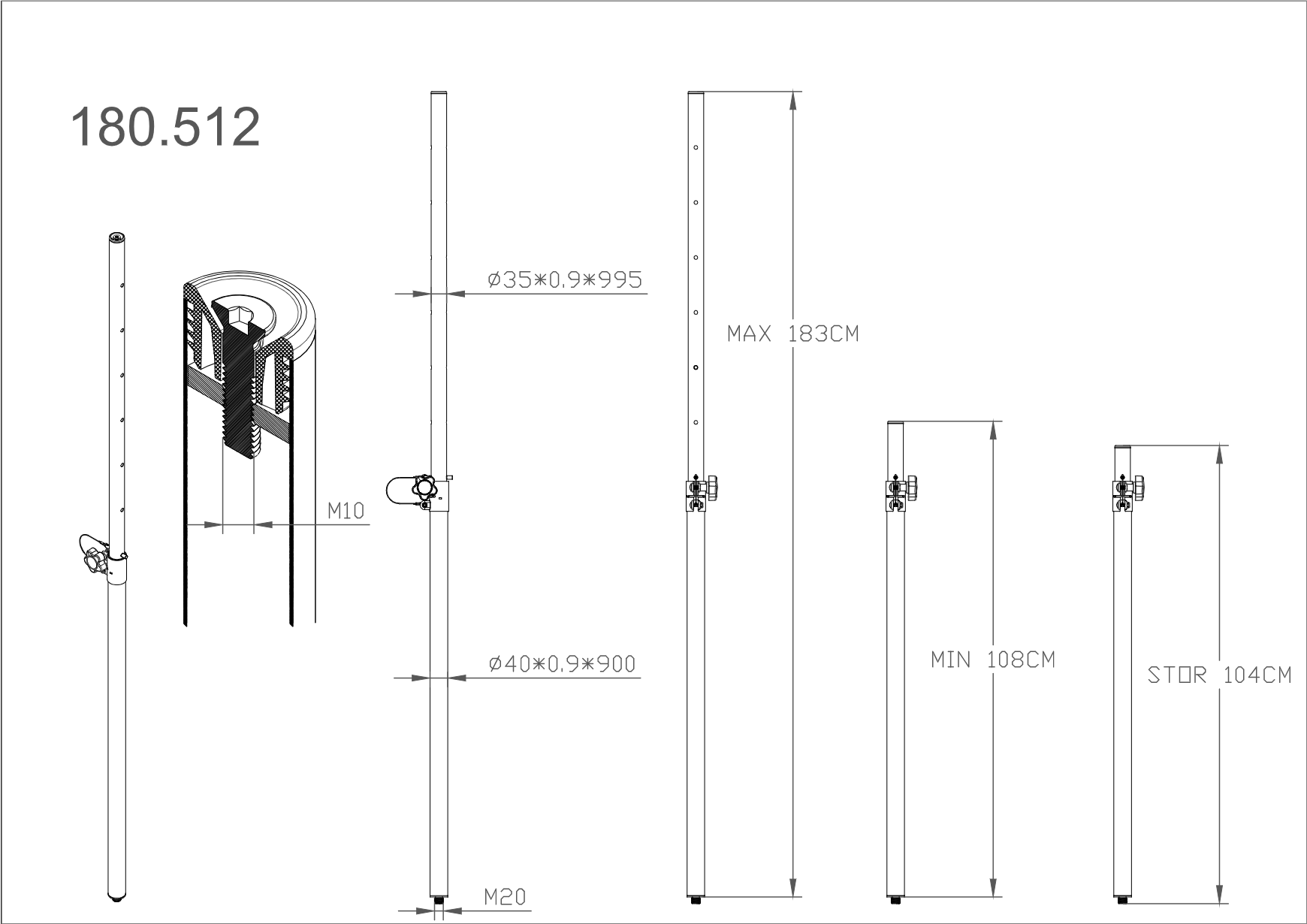MPS-T18M Distance Tube 2-segments