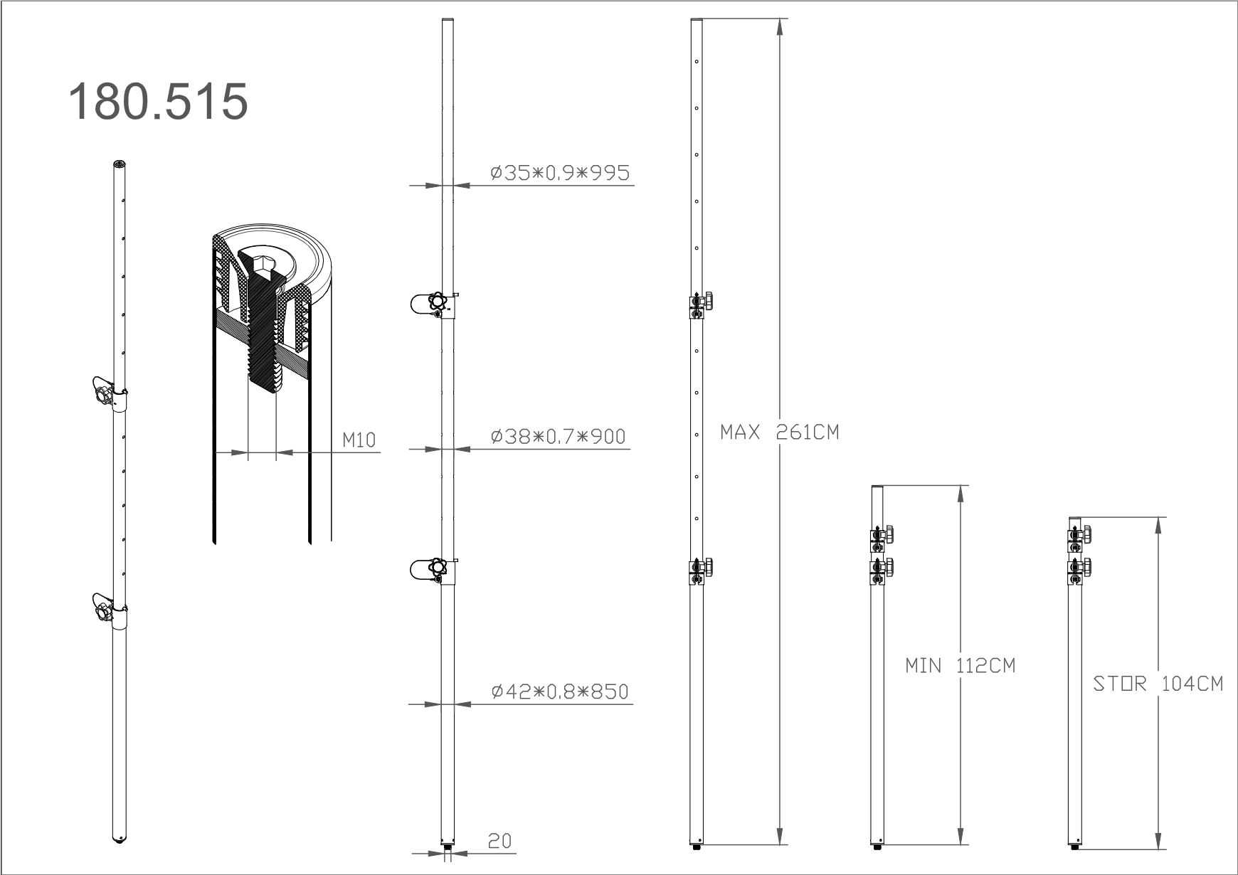 MPS-T26M Distance Tube 3-segments