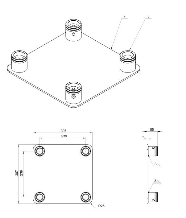 P30 Truss baseplate with fixed welded receivers