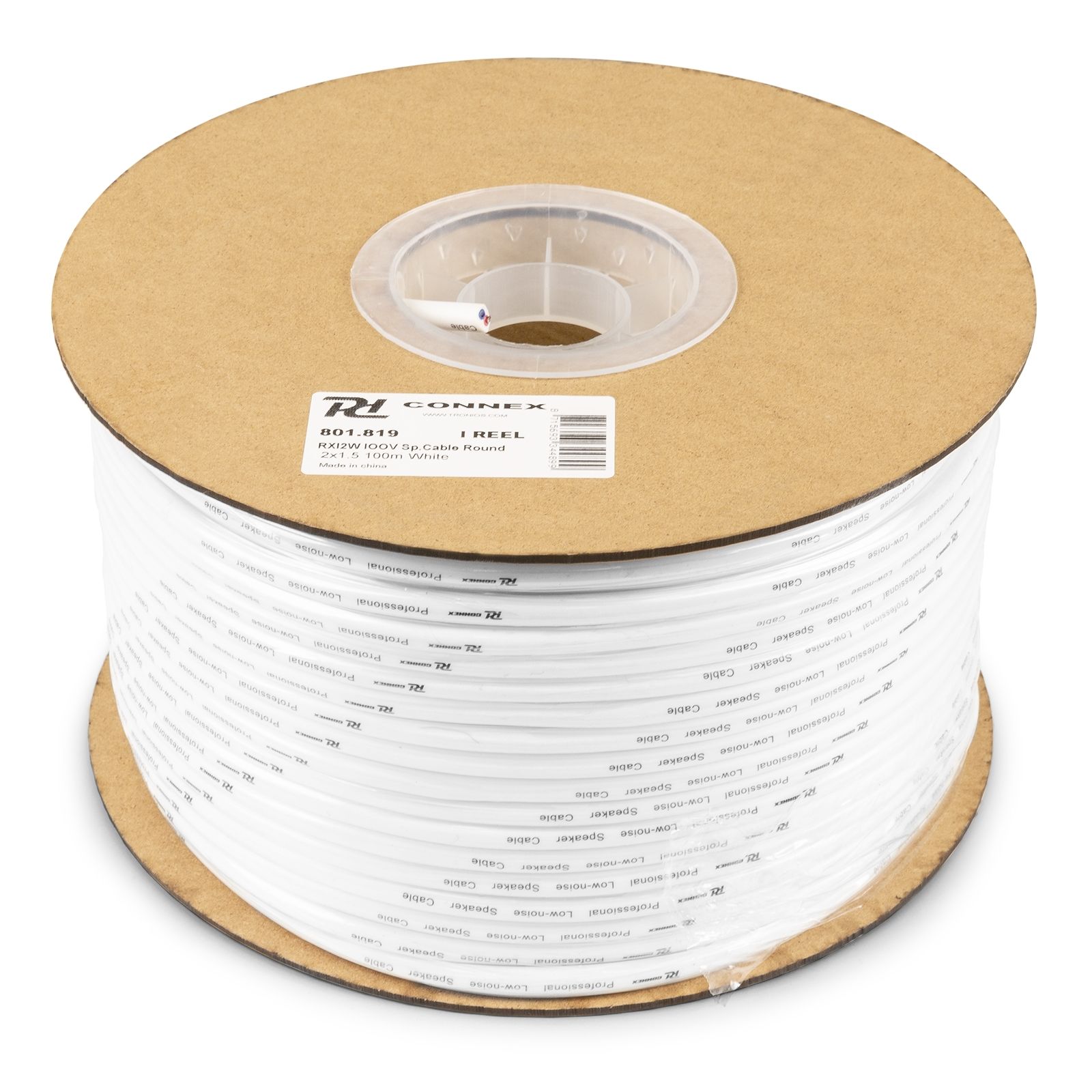 RX12W 100V Speaker cable Round 2 x 1.5mm² white 100M