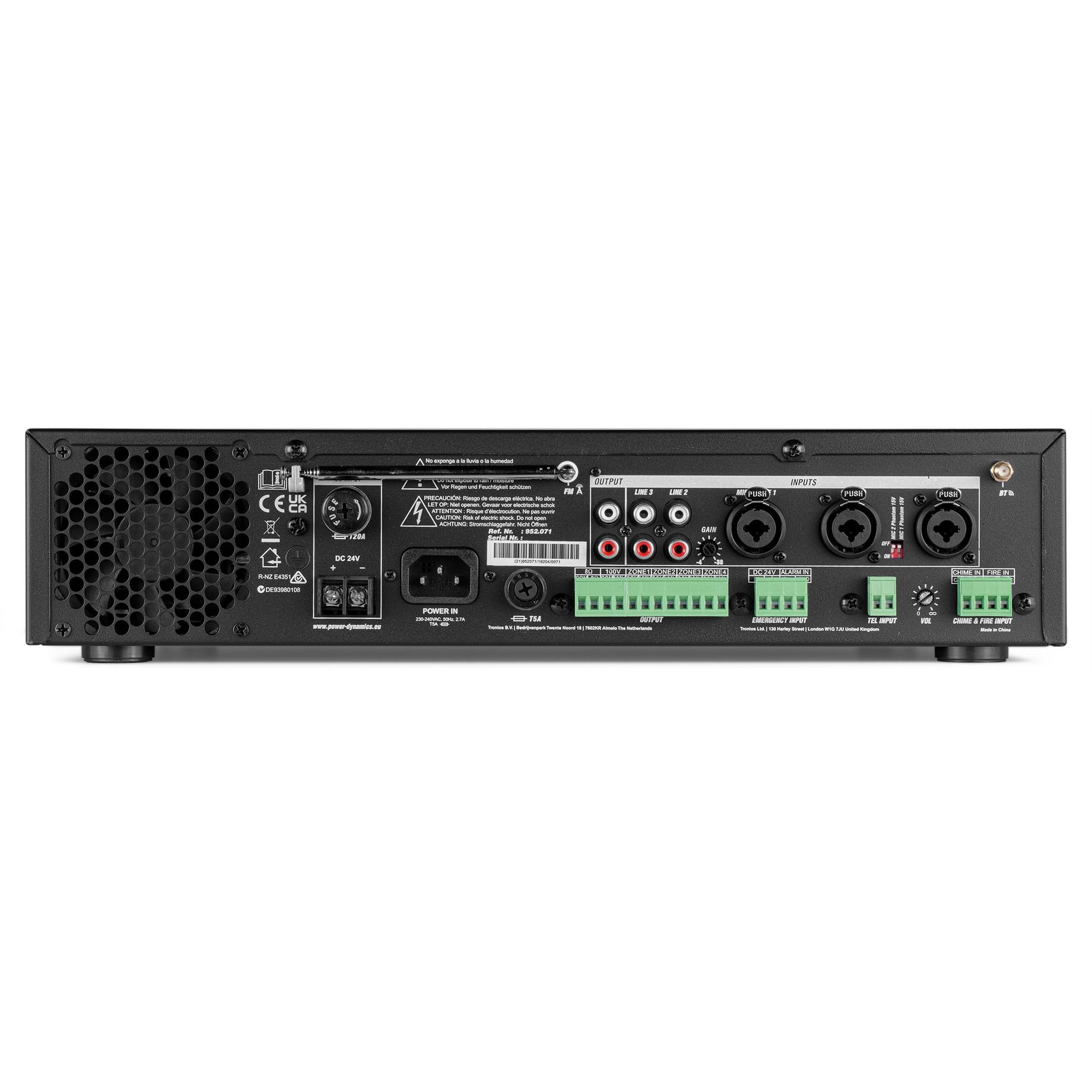 PDV240MP3 PA Mixer Amplifier 240W/100V 4 zones