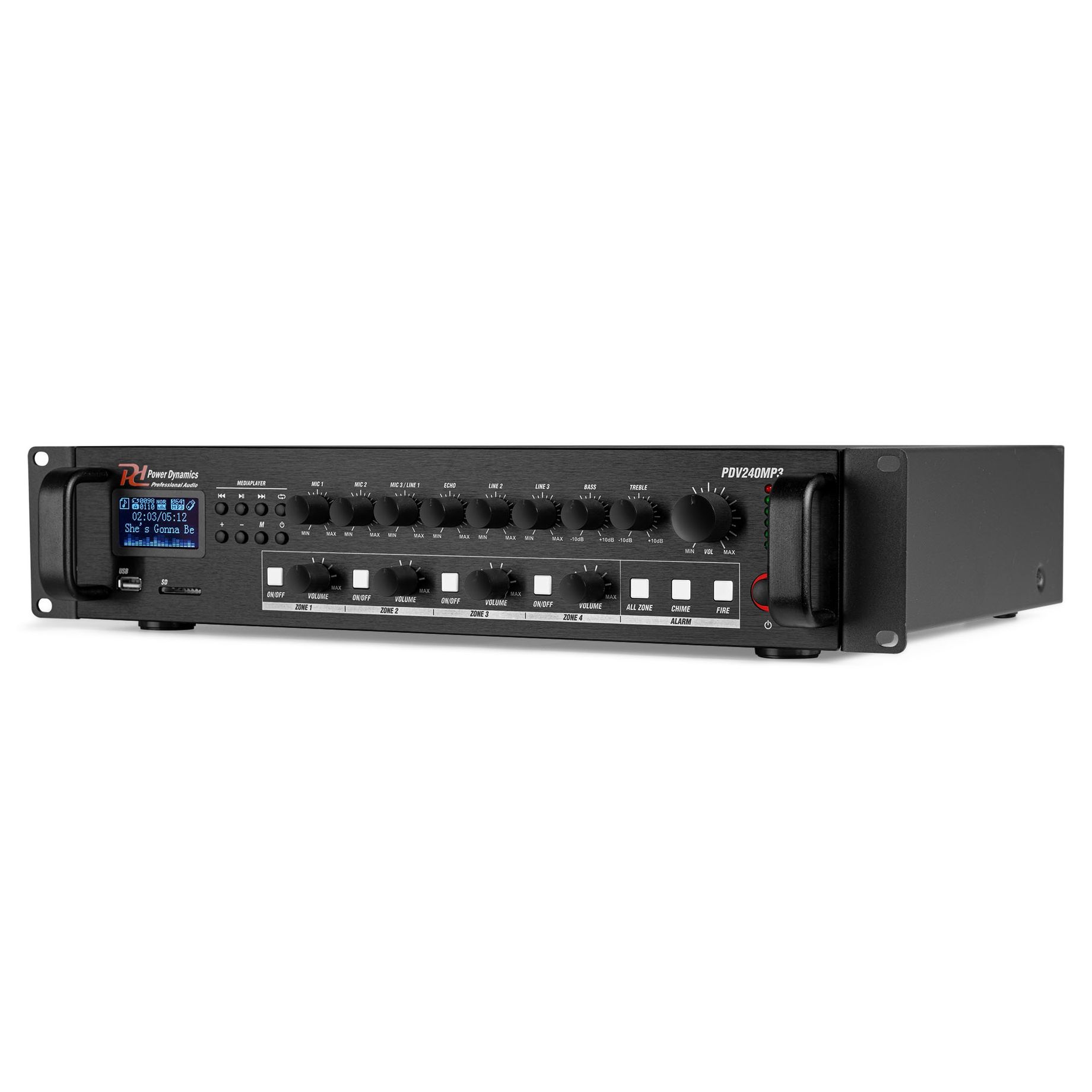 PDV240MP3 PA Mixer Amplifier 240W/100V 4 zones