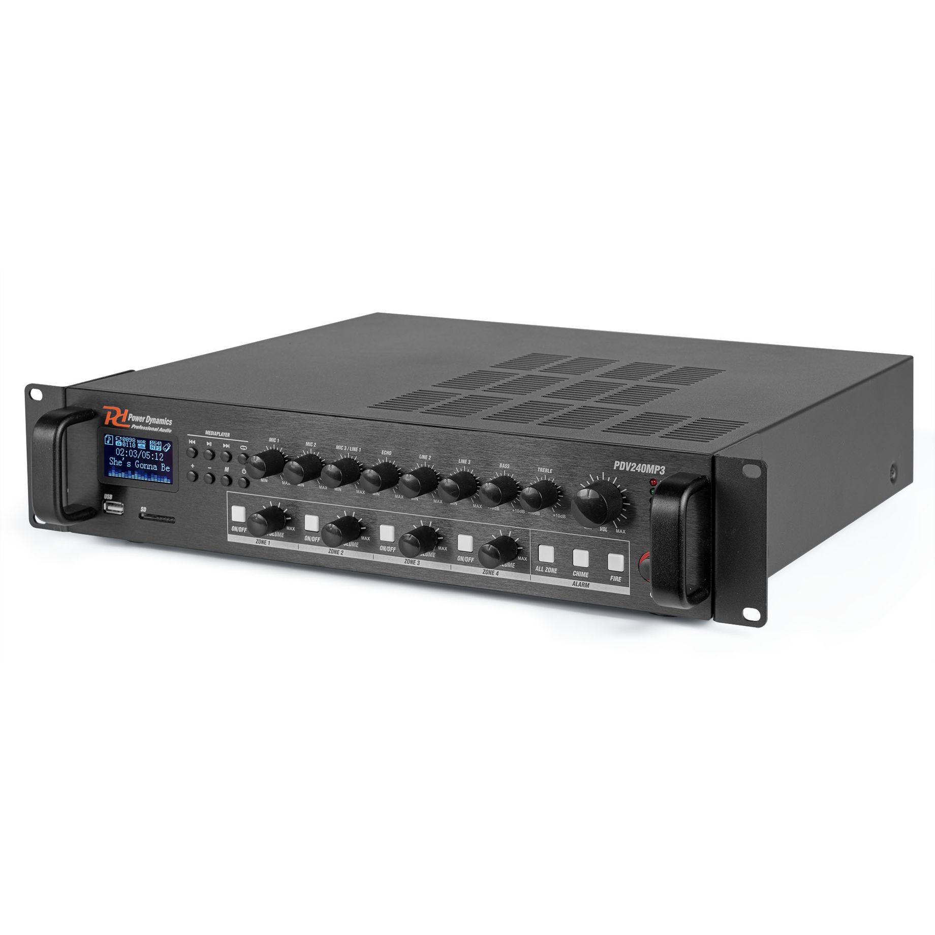 PDV240MP3 PA Mixer Amplifier 240W/100V 4 zones