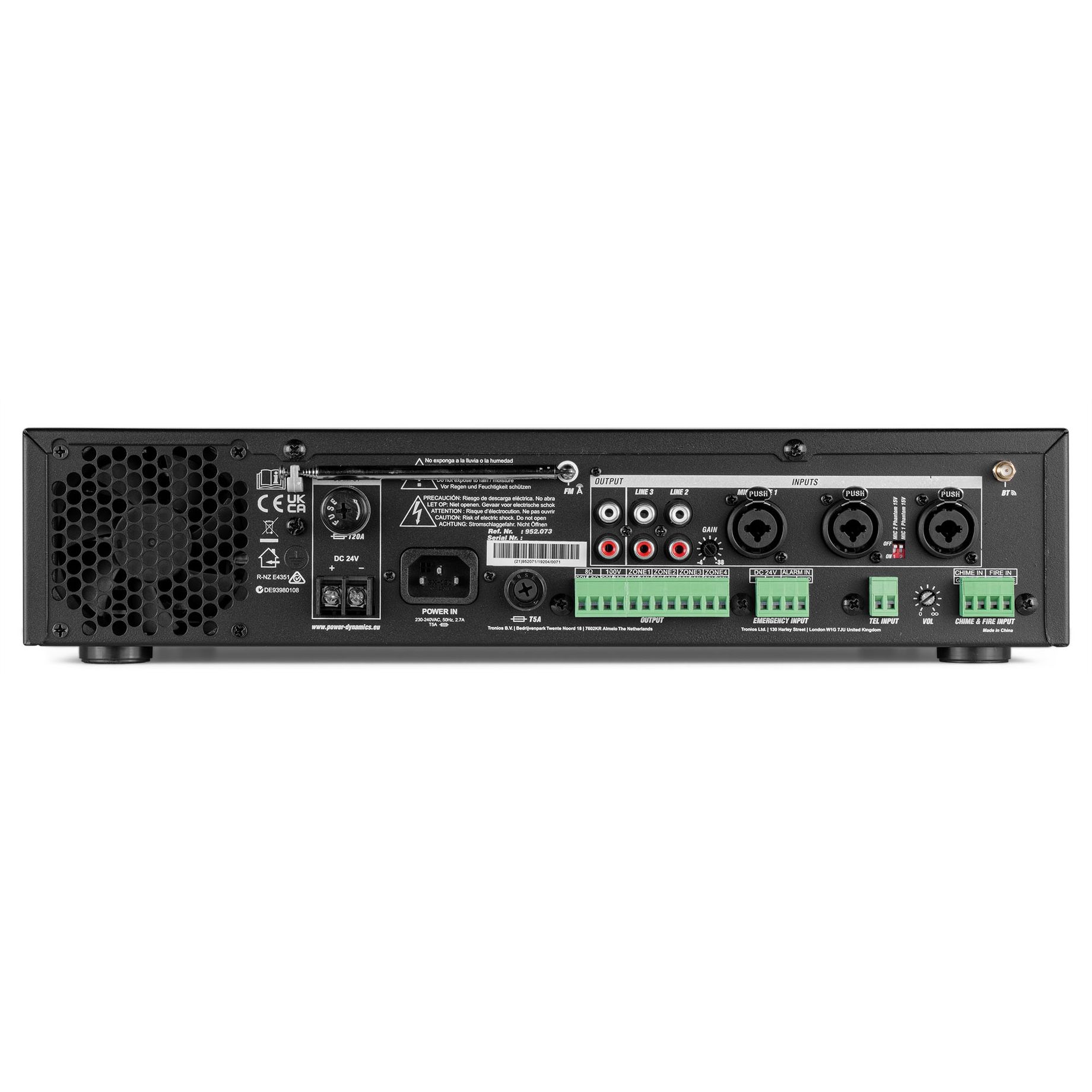 PDV360MP3 PA Mixer Amplifier 360W/100V 4 zones