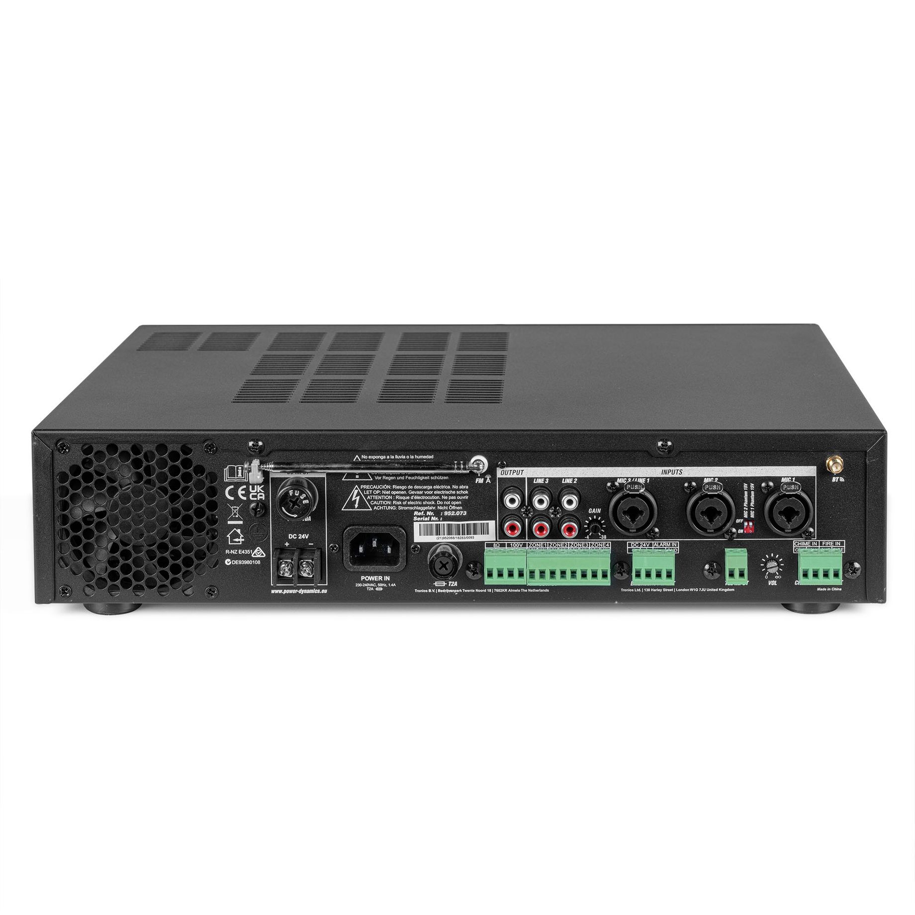 PDV360MP3 PA Mixer Amplifier 360W/100V 4 zones