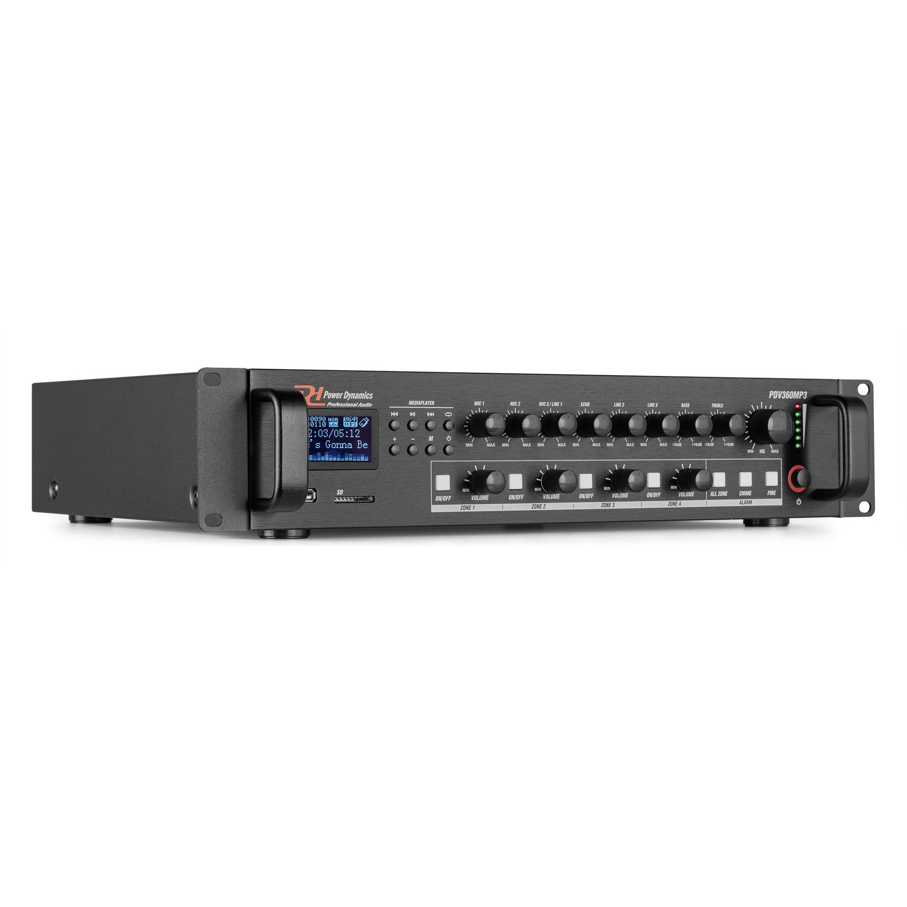 PDV360MP3 PA Mixer Amplifier 360W/100V 4 zones