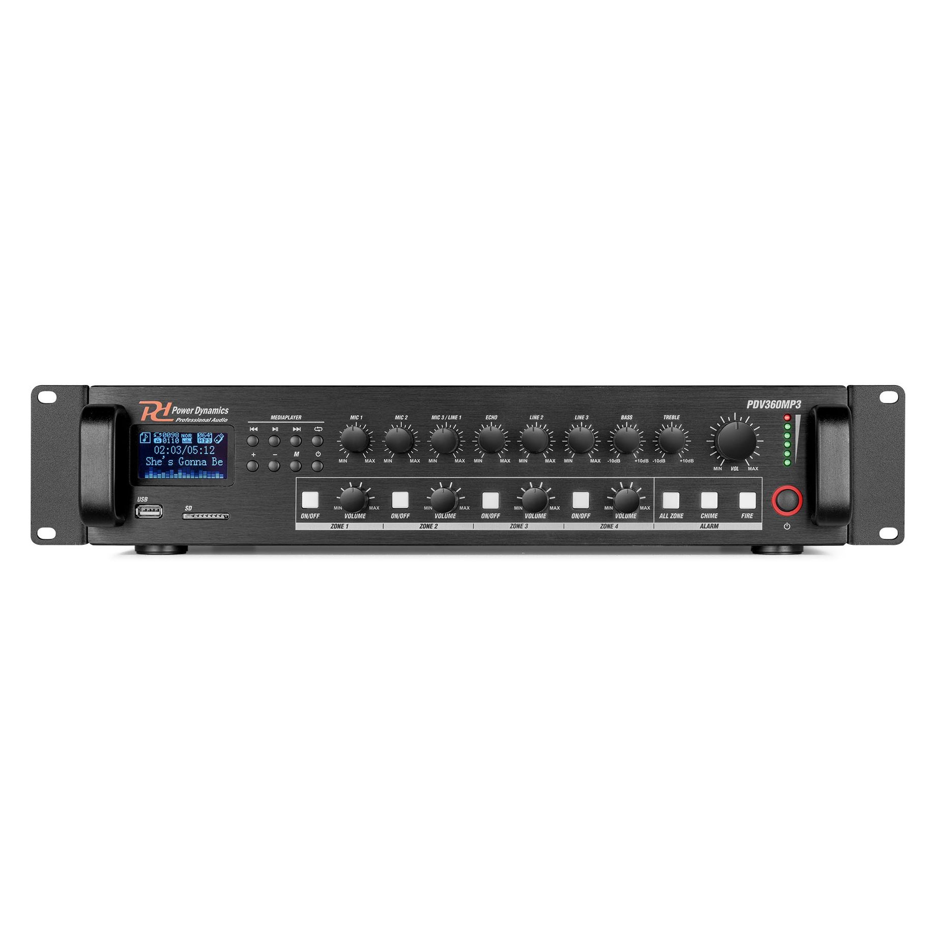 PDV360MP3 PA Mixer Amplifier 360W/100V 4 zones