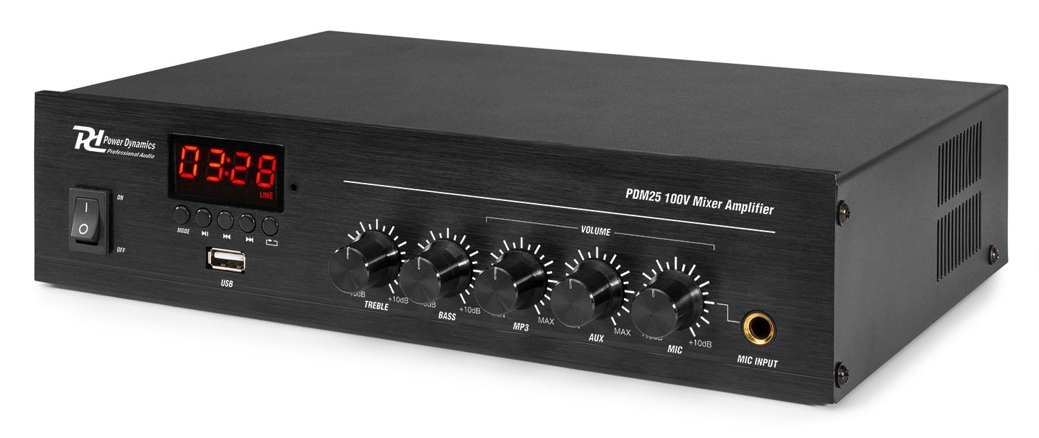 PDM25 100V Mixer-Amplifier with BT and media player 25W