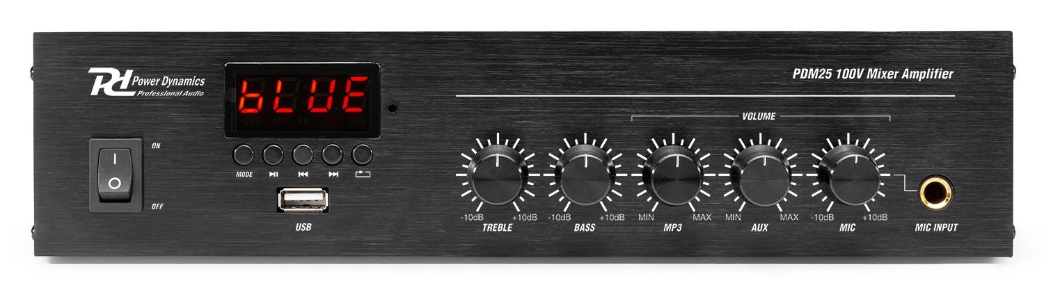 PDM25 100V Mixer-Amplifier with BT and media player 25W