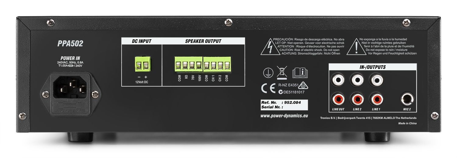 PPA502 100V Mixer-Amplifier 50W 2 Zones