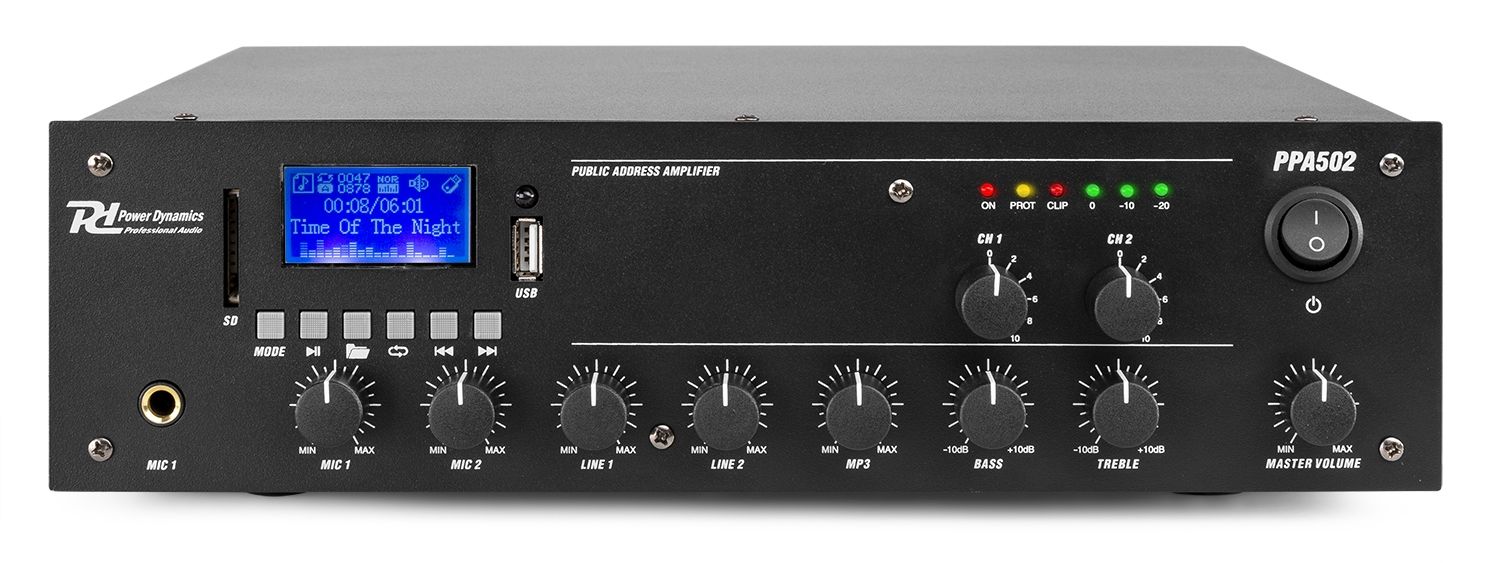 PPA502 100V Mixer-Amplifier 50W 2 Zones