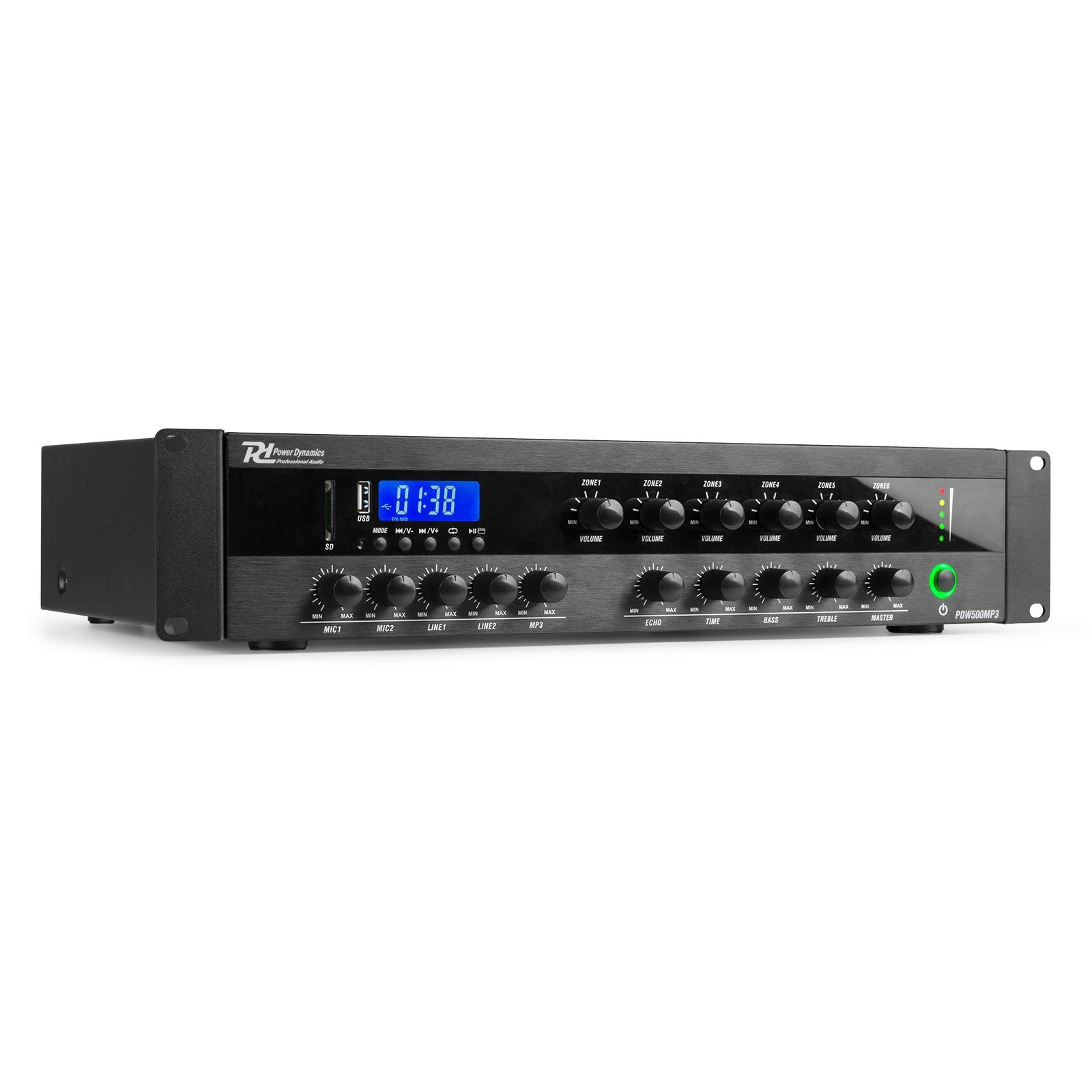 PDW500MP3 PA Mixer Amplifier 500W/100V 6 zones
