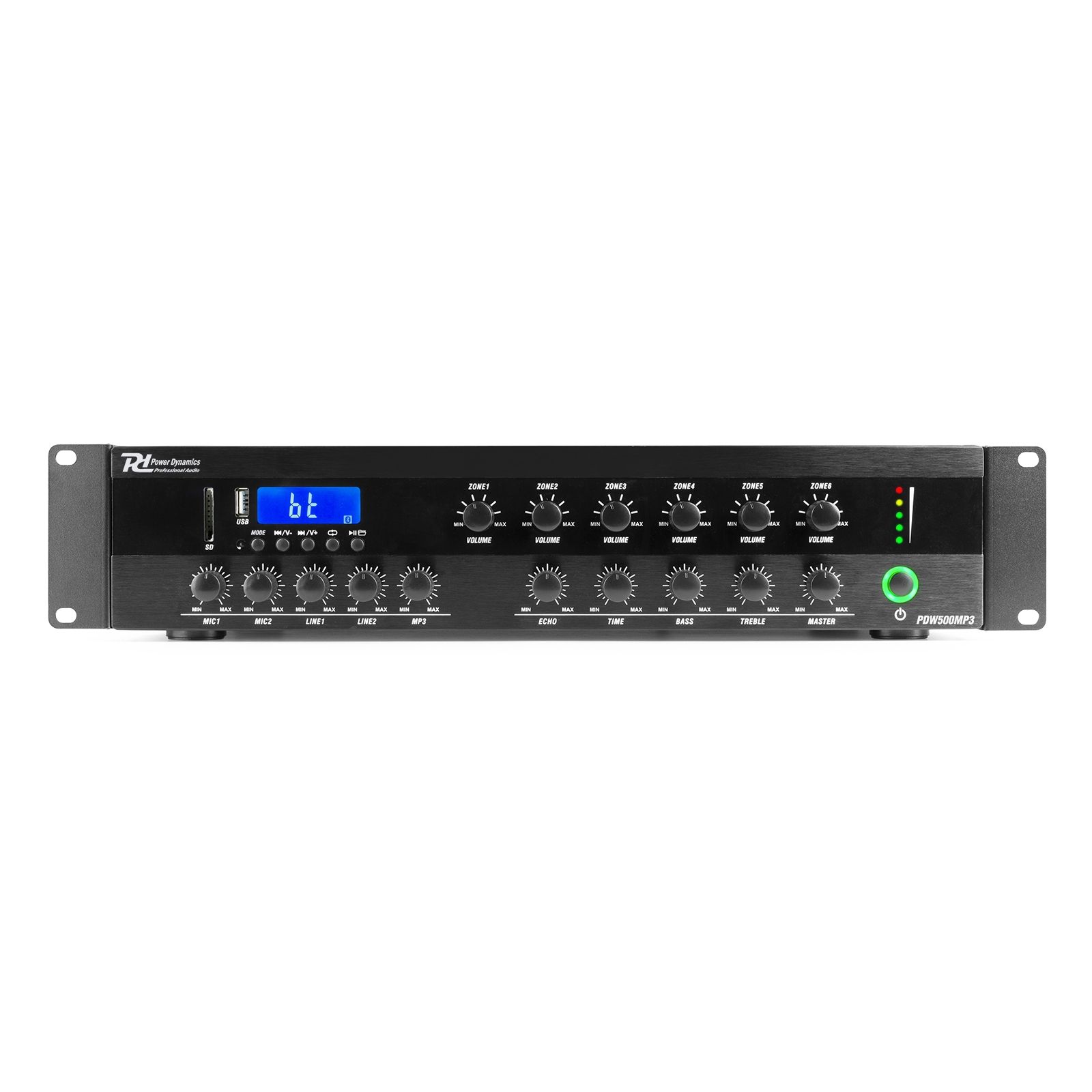 PDW500MP3 PA Mixer Amplifier 500W/100V 6 zones