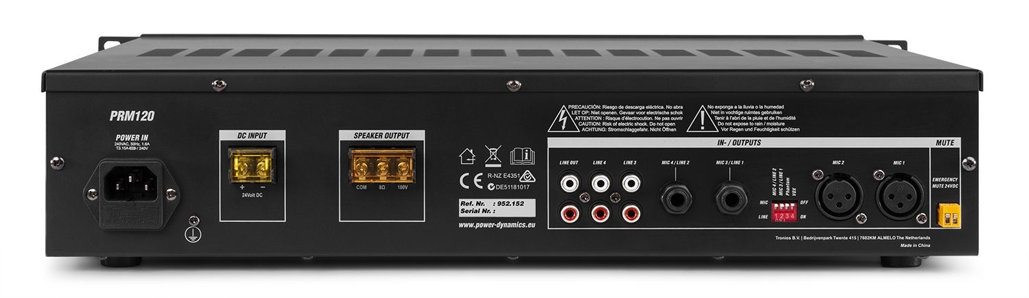 PRM120 100V 6-CH Mixer-Amplifier 120W