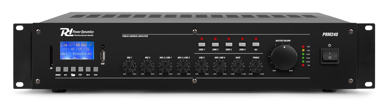 PRM240 100V 6-CH Mixer-Amplifier 4-Zone 240W