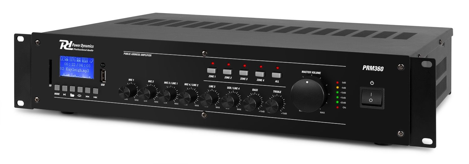 PRM360 100V 6-CH Mixer-Amplifier 4-Zone 360W