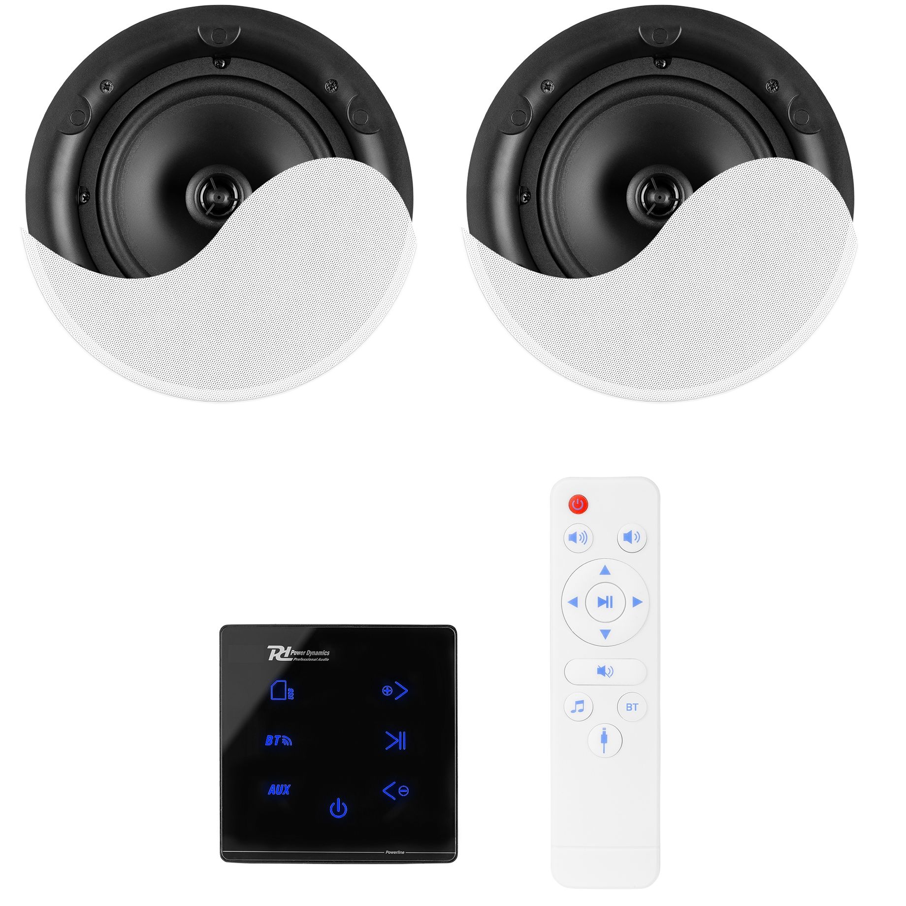 Powerline A50BSet In-Wall Audio Amplifier with 2 Ceiling Speakers