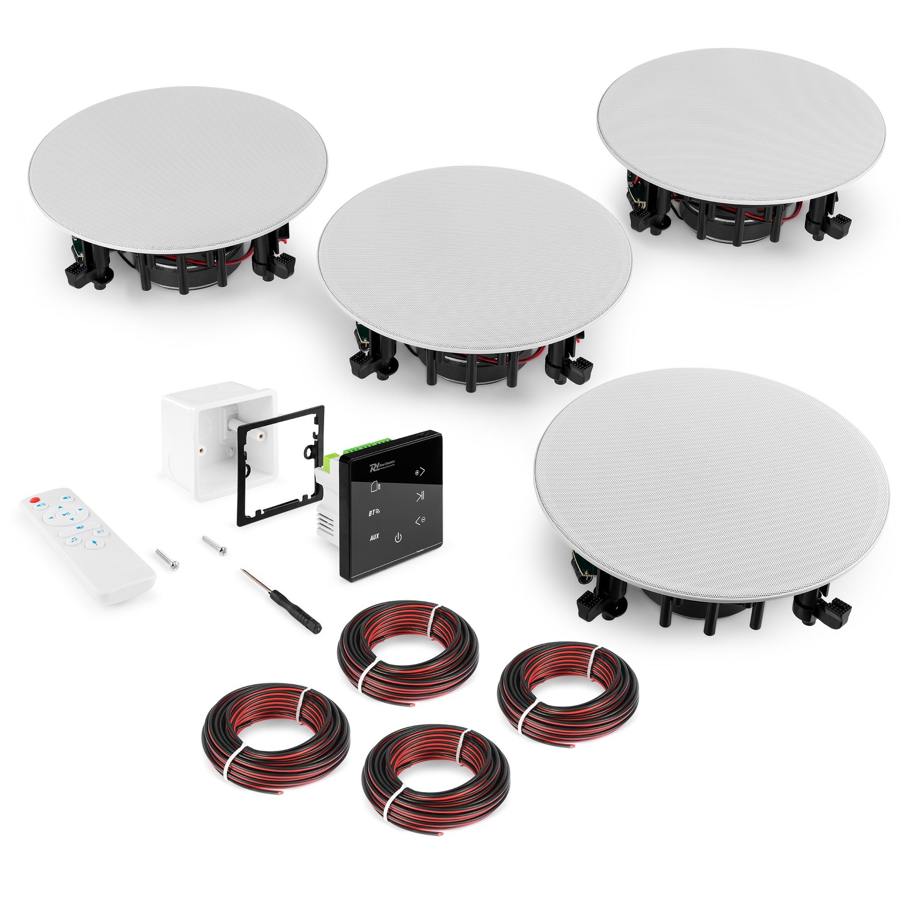 Powerline A100BSet In-Wall Audio Amplifier with 4 Ceiling Speakers