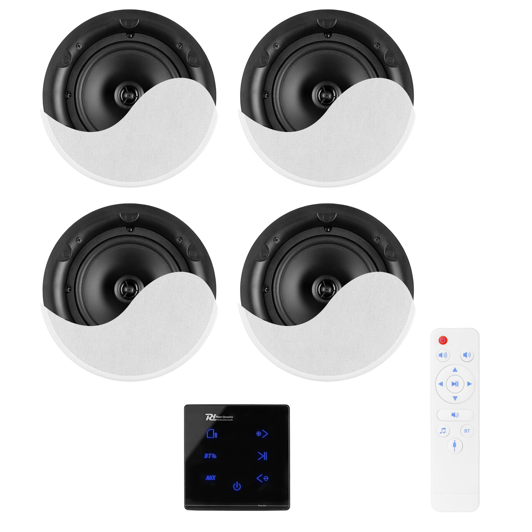 Powerline A100BSet In-Wall Audio Amplifier with 4 Ceiling Speakers